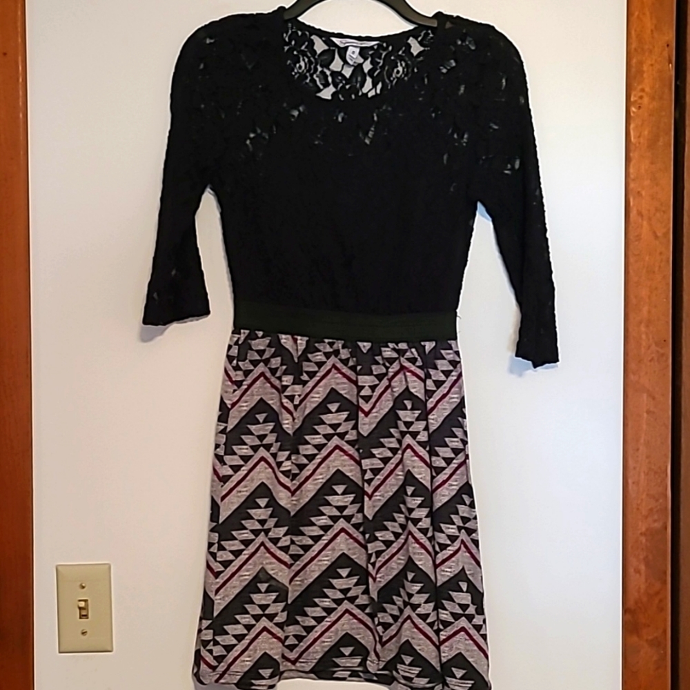 Speechless black, gray & red lace top dress S
